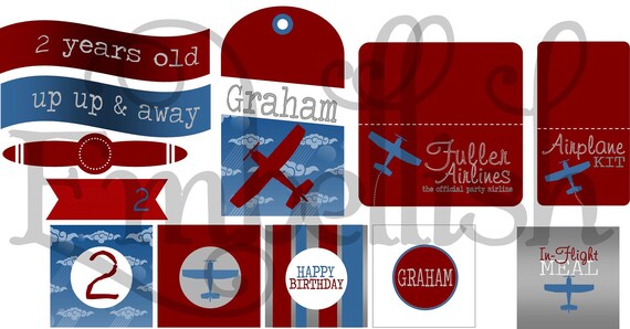 PRINTABLE DIGITAL FILE Airplane Party Printables Il_570xn