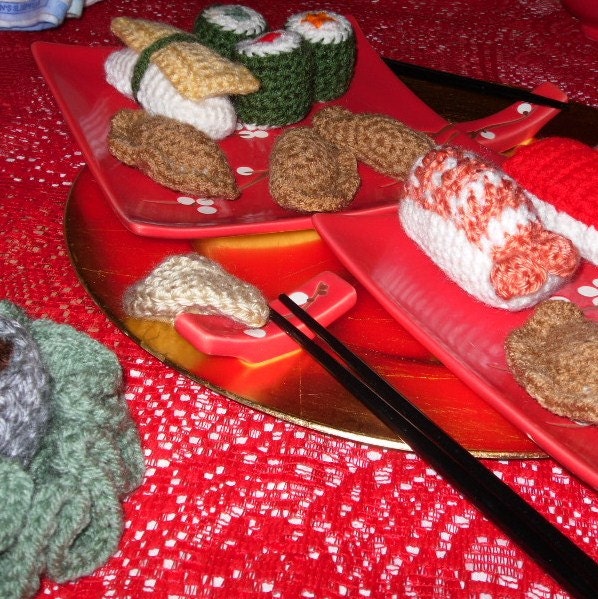 18 piece crocheted sushi and potstickers special set