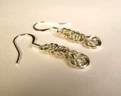 Sterling Silver Byzantine Chainmail Earrings with Mobius Ball Dangle