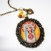 Mary and her Sacred Heart - Large Cameo with Antiqued Brass Rosary Necklace by FLOR LARIOS