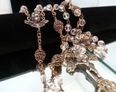 Reduced Catholic Rosary Bronze Cherub Copper Crystal