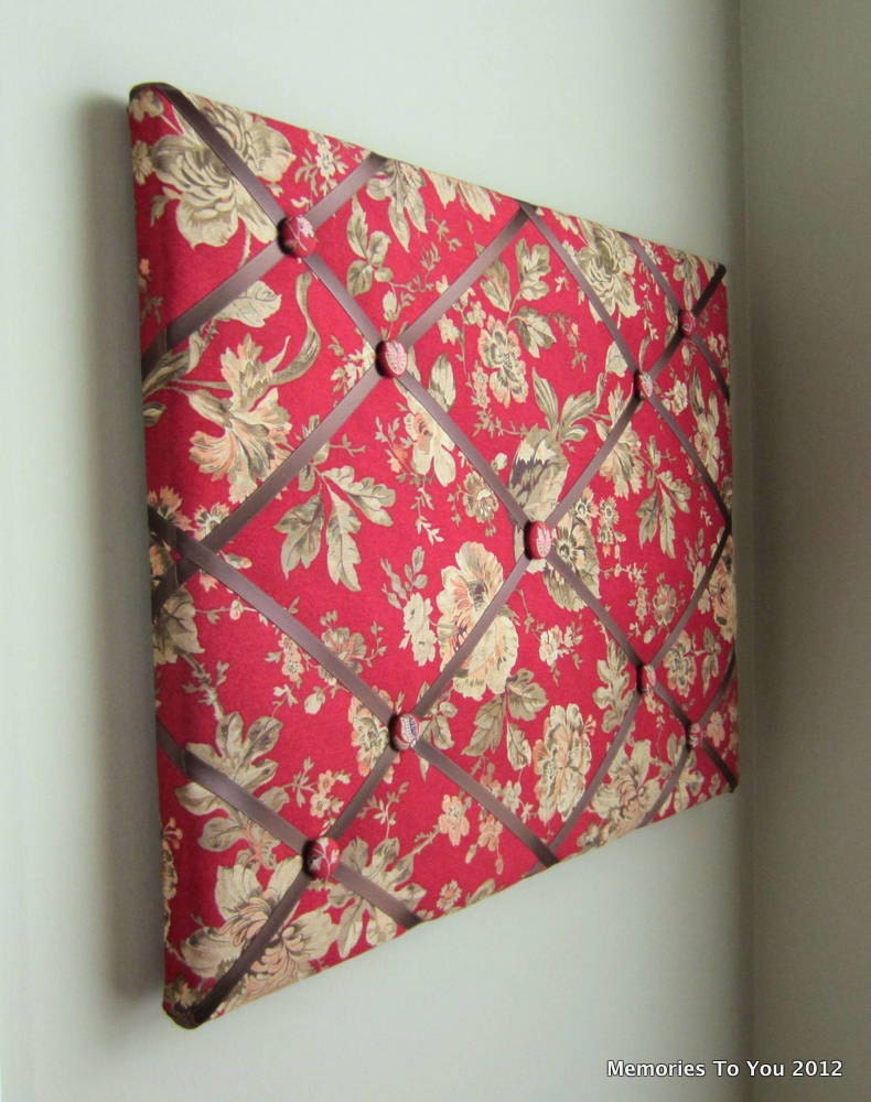 16x20 Memory Board Bow Holder Ribbon Board Jacobean Red Roses