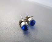 Cobalt Blue Small Stud Earrings - Eco Friendly Sea Glass Earrings - Miniature Earrings