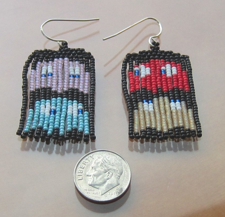 Pac-Man pacman ghosts seed bead earrings, beaded earrings, beadwork earrings, gamer retro geek chic