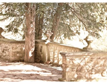 Landscape Photograph, stone, beige, sepia, tree, terrace, Tuscany Dreams, fine art photography print 8x12