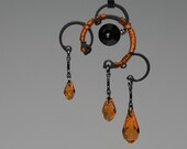 Galatea v4: Bold orange wire wrapped necklace with topaz Swarovski crystals, lovely fall colors
