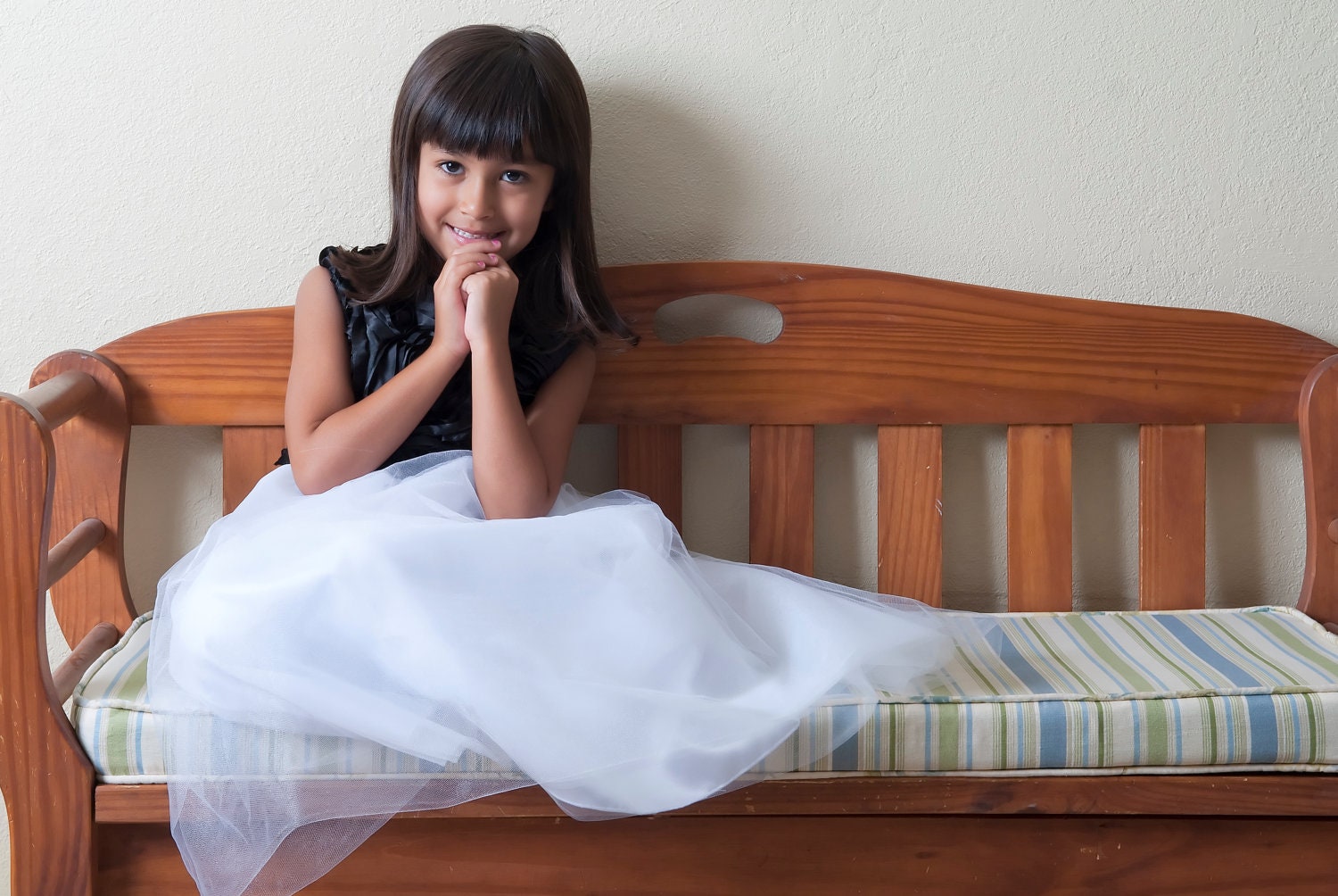 Amy... White Flower Girl Dress, Black and White Flower Girl Dress, Tulle Flower Girl Dress, 12m-5
