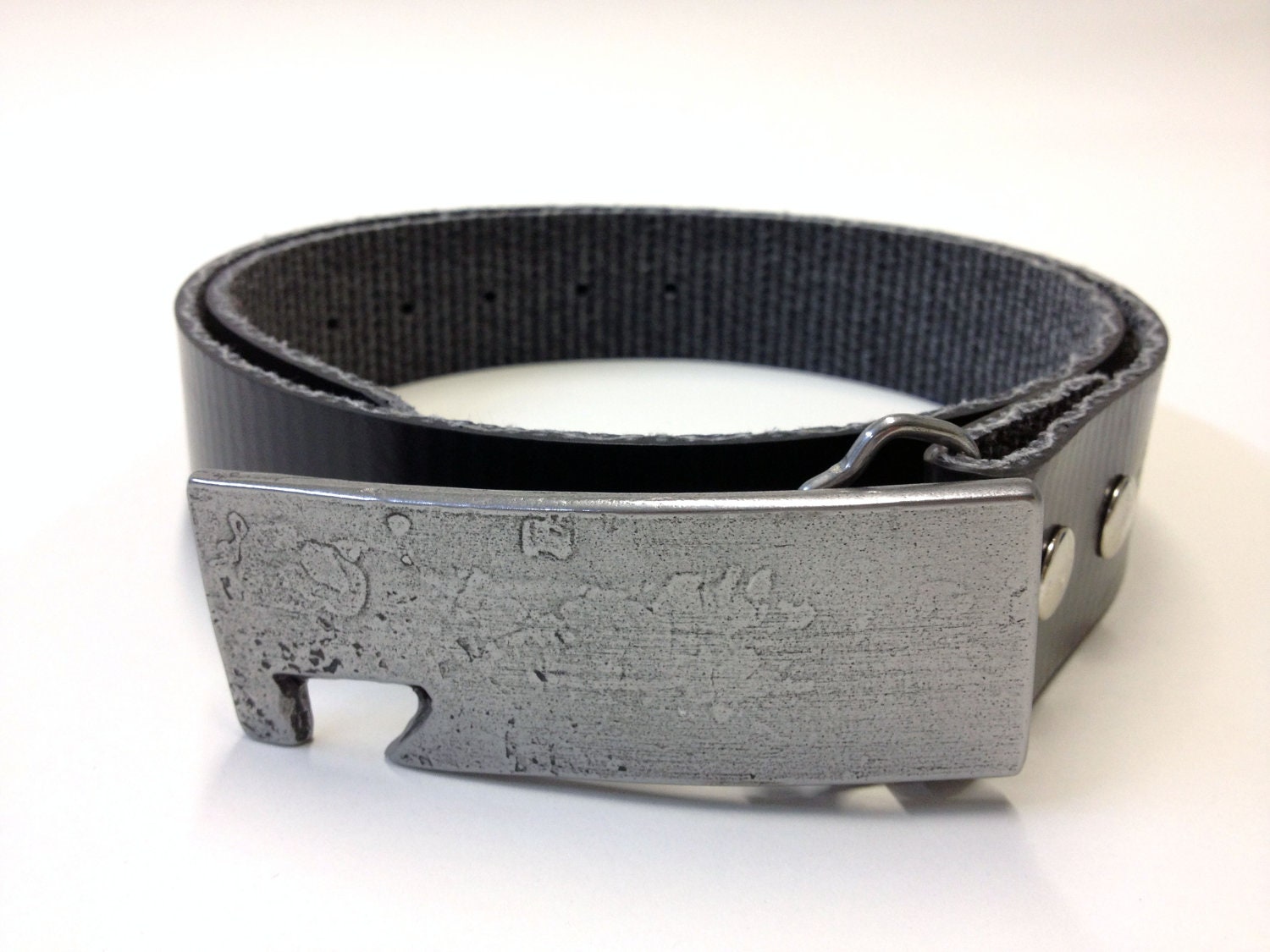 Bottle Opener Belt Buckle Lite, Angled Style, with Natural Finish