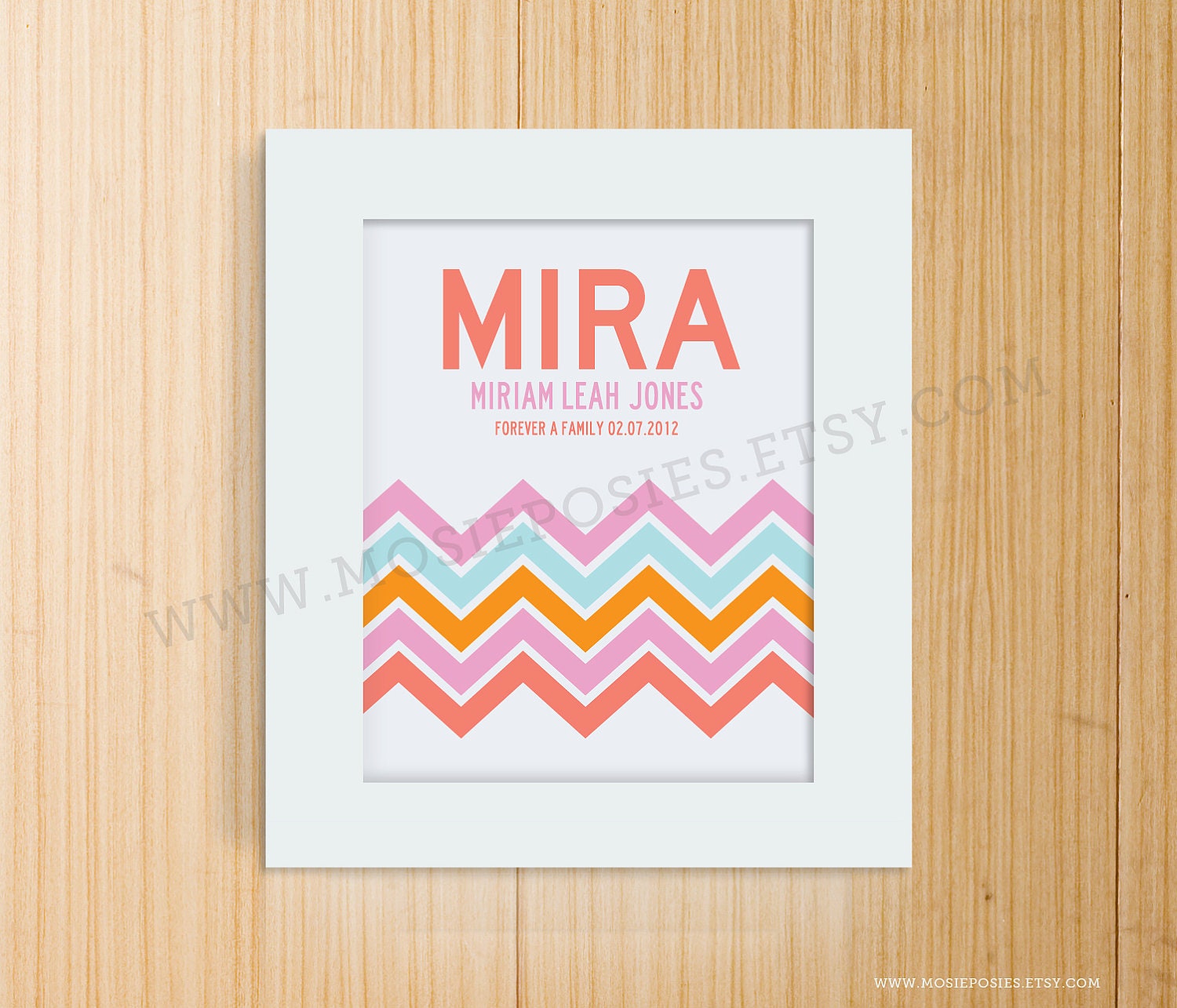 Modern Chevron Birth Print, Adoption Print, Baptism Print