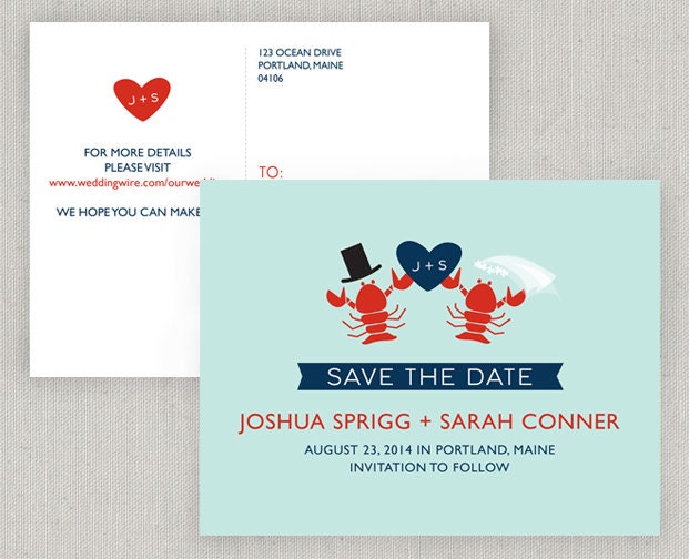 Lobster Save the Date Postcard
