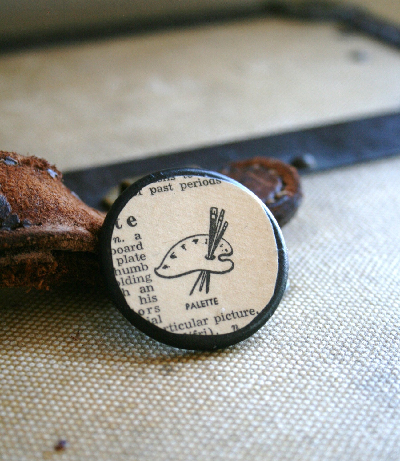Palette - A Pinback Button - Made from a Vintage Dictionary Page - One-Of-A-Kind