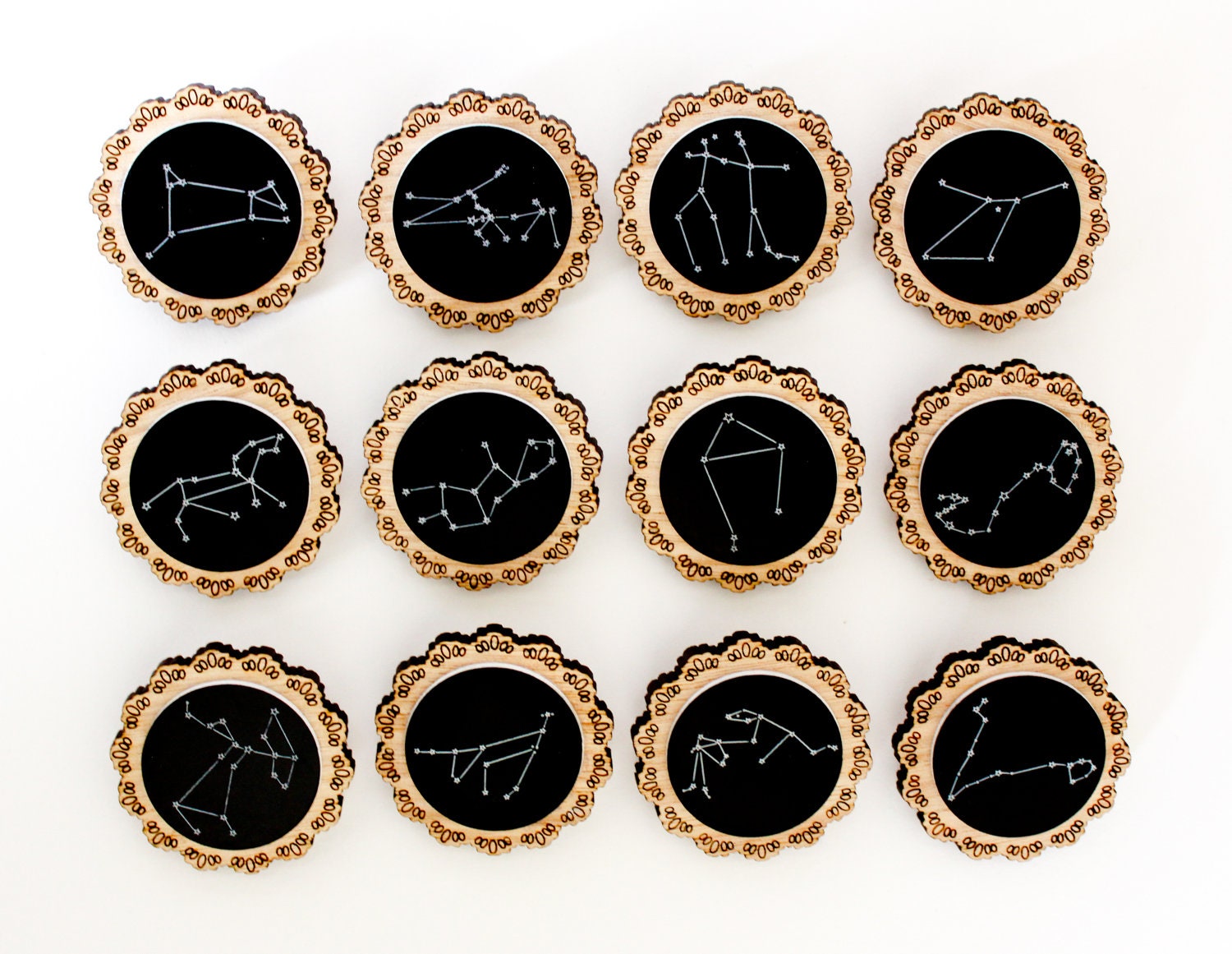 Zodiac Constellation Wooden Brooches "Oh My Stars"