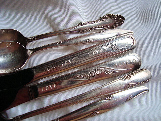 Love Is........Vintage Wedding Day SIlverware For Two. Romantic.  Victorian.