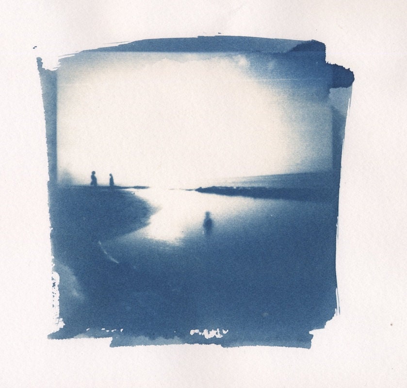 Cyanotype, Pinhole Photo, Alternative Photography, Fine Art Photograph, 8.5 x 7.5 Print, Portrait, Painterly, Prussian Blue, Water