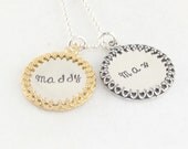 Silver Brass Discs Custom Personalized Necklace Hand Stamped