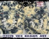 Size-30 New Custom tie dyed silver Metal hexagon studs True Religion Joey Pants