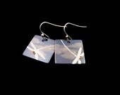 DRAGONFLIES in the BLUE SKY. One of a Kind, Square Steel Earrings by The Rave N Iron