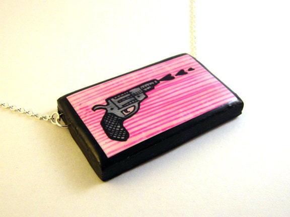 Pink Love Gun Necklace