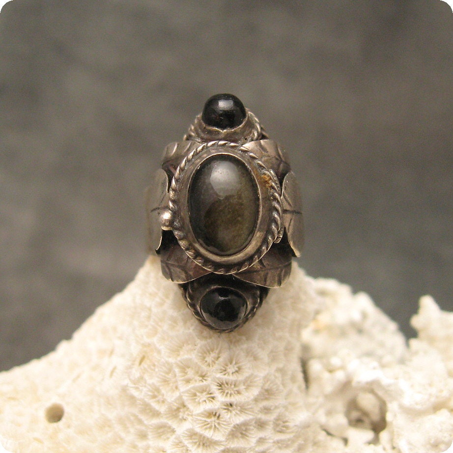 Sterling Poison Ring Taxco Tall Spectacular R4697