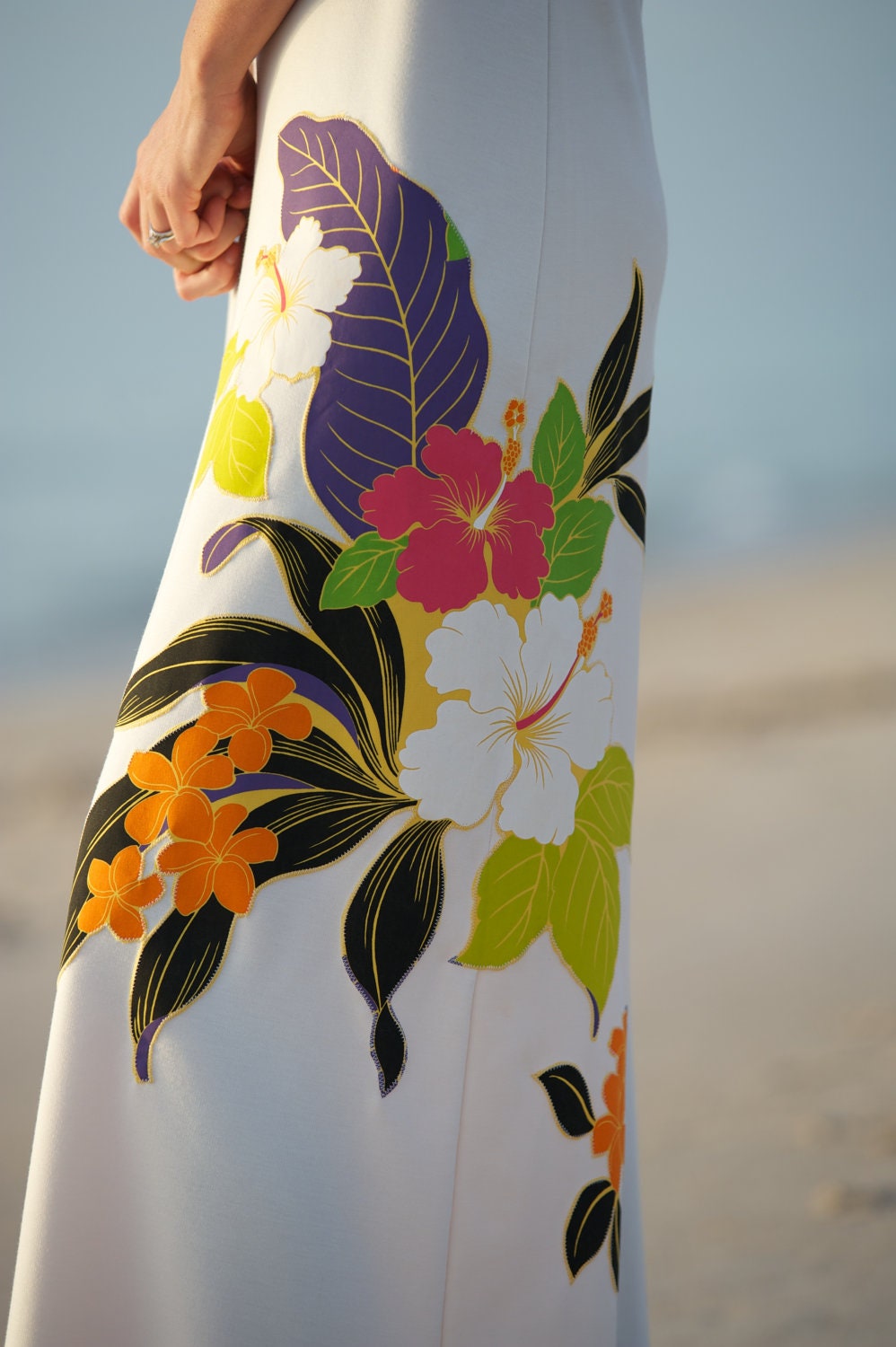 One Shoulder Hawaiian Wedding Dress