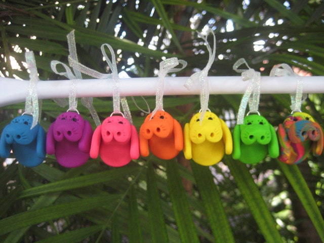Mini Rainbow Manatee Ornaments