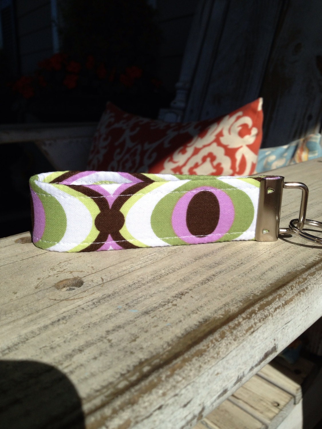 Key Fob - Keylette - Wristlet - Fabric Keychain - Key Ring - Feeling Groovy Purple