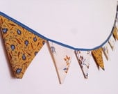 Fabric Garland, Wedding Bunting, Banners, Pennants, Flags - mustard, blue