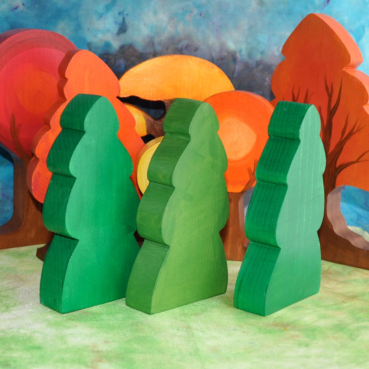 Waldorf Toy, All Season Rounded Pine Set - Landscape Play