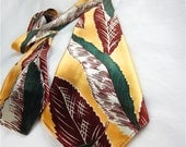 Vintage 1950s or 60s Silk Feather Print Necktie