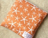 NEW - Eco Friendly - Sandwich Bag - Starfish  - Zip Closure - Zippered Pouch