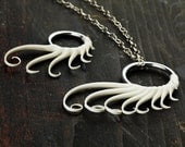 White 7 Spike Plume Necklace on 18" silver chain