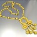 Vintage Beaded Necklace Yellow Wood Ring Long Bohemian 1960s Jewelry