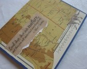 Handmade Card Vintage Atlas with Wolf and Nature Quote