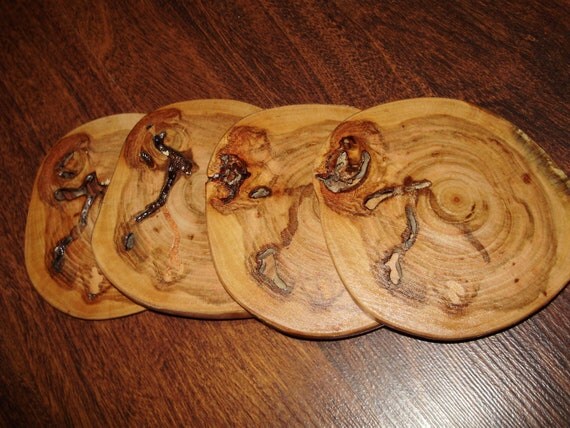 Wood drink coasters Choke Cherry 4 pc. set by trudz1 on Etsy