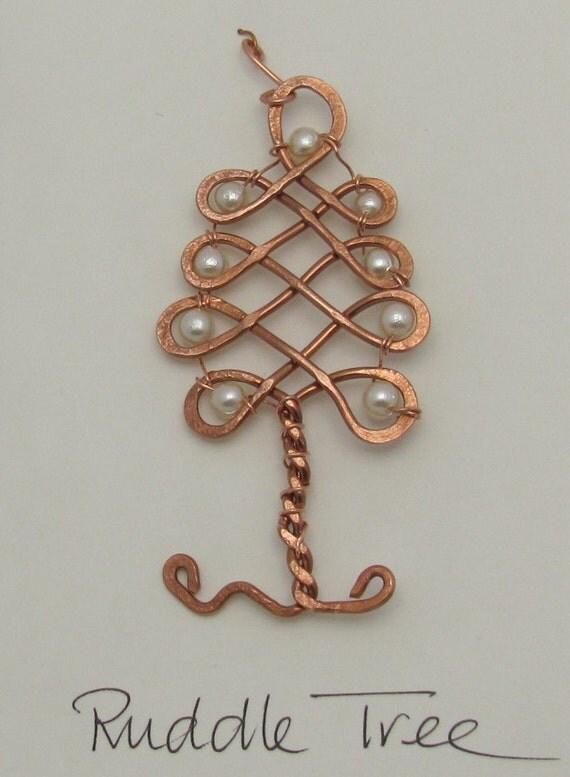 Copper Christmas Ornament Wire Tree Ornament by ruddlecottage