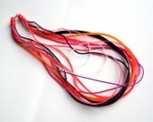 multi strand rubber necklace in fuchsia,  black, tangerine tango blood orange and violet hipster rocker necklace tribal look, neon jewelry