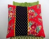 Decorative Throw Pillow Cover, Red Rose Floral, Black and White Polka Dots