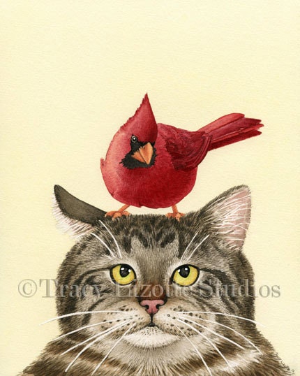 A Peculiar Encounter - 5x7 archival watercolor print by Tracy Lizotte