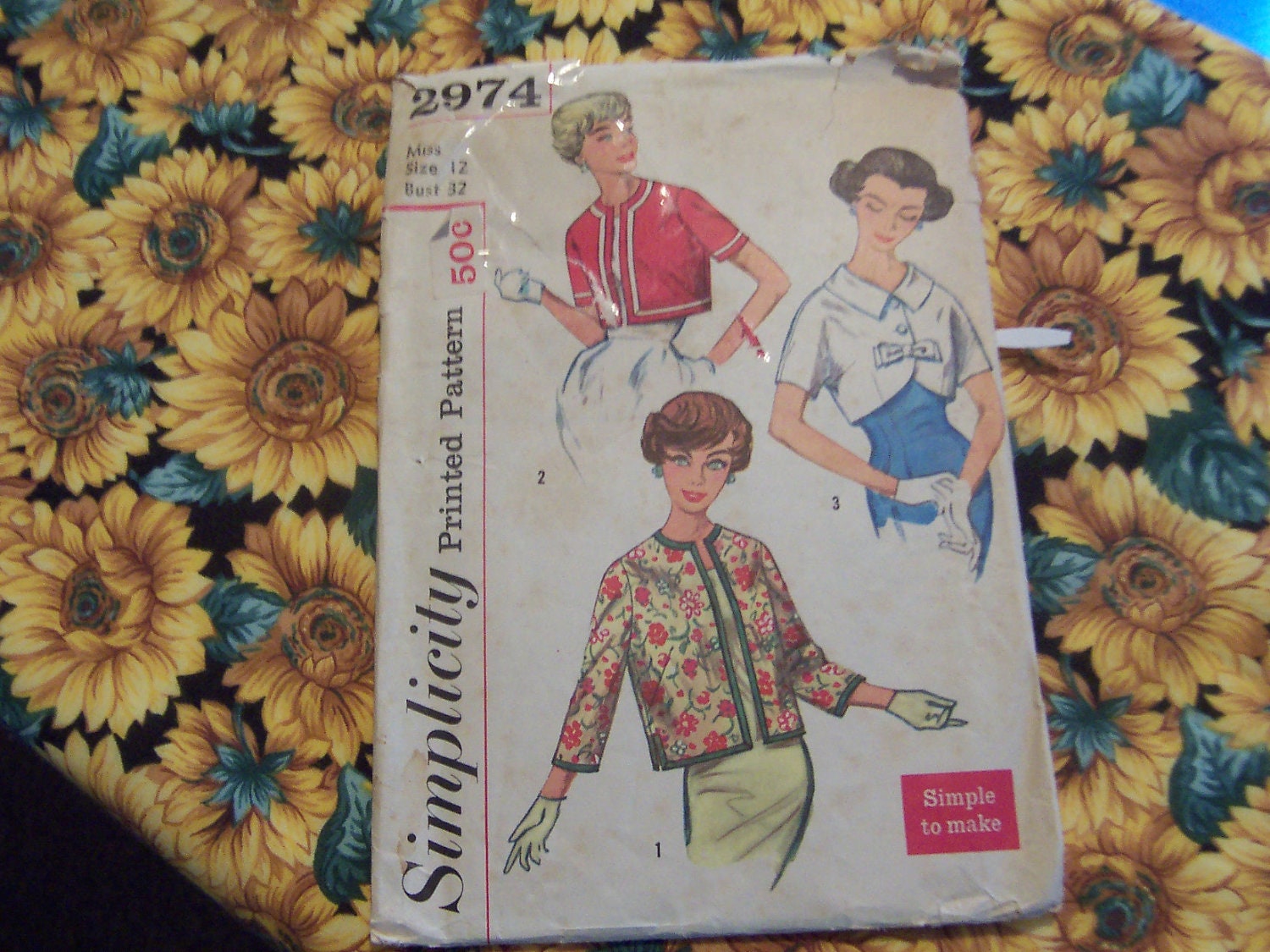 Miss Simplicity Printed Pattern 2974 size 12 bust 32  jackets