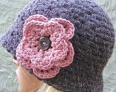 Hat with Flower CROCHET PATTERN - Ladies Hat with Pretty Flower - Very Easy Pattern in Medium and Large Sizes