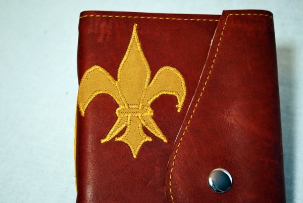 Fleur de Lis Medium Rust Leather Journal