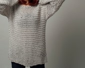 Simple is the best - Hand knitted sweater Eco cotton oversized light grey