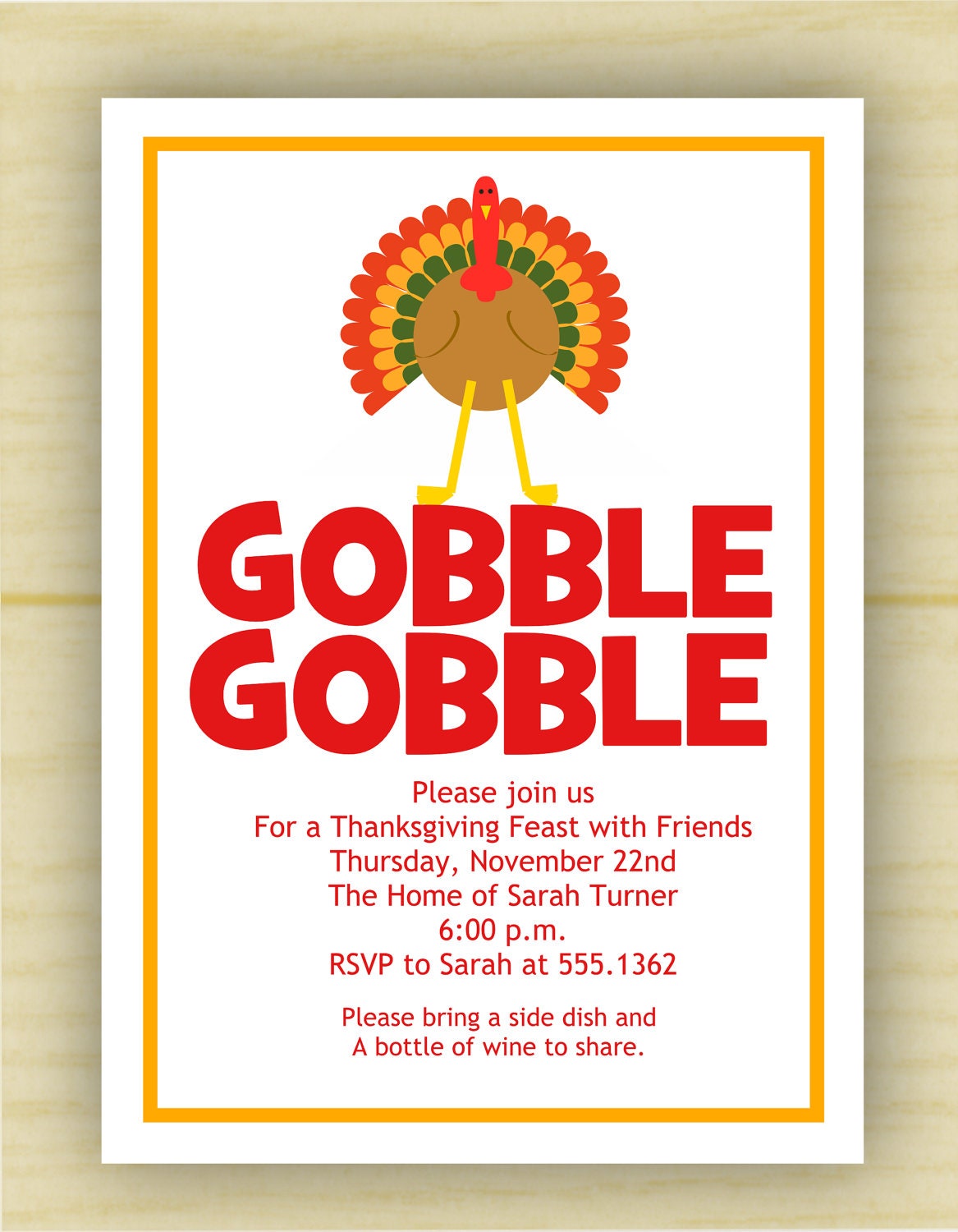 Gooble Gooble Thanksgiving Dinner Invitation (set of 10) Il_570xn