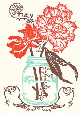 Farmhouse Flowers - Block Mounted Letterpress Print