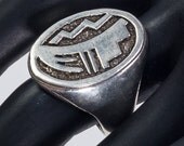 Native American Sterling Ring - 80s Hopi Cast Ring - Gibson Gene - sz 101/2