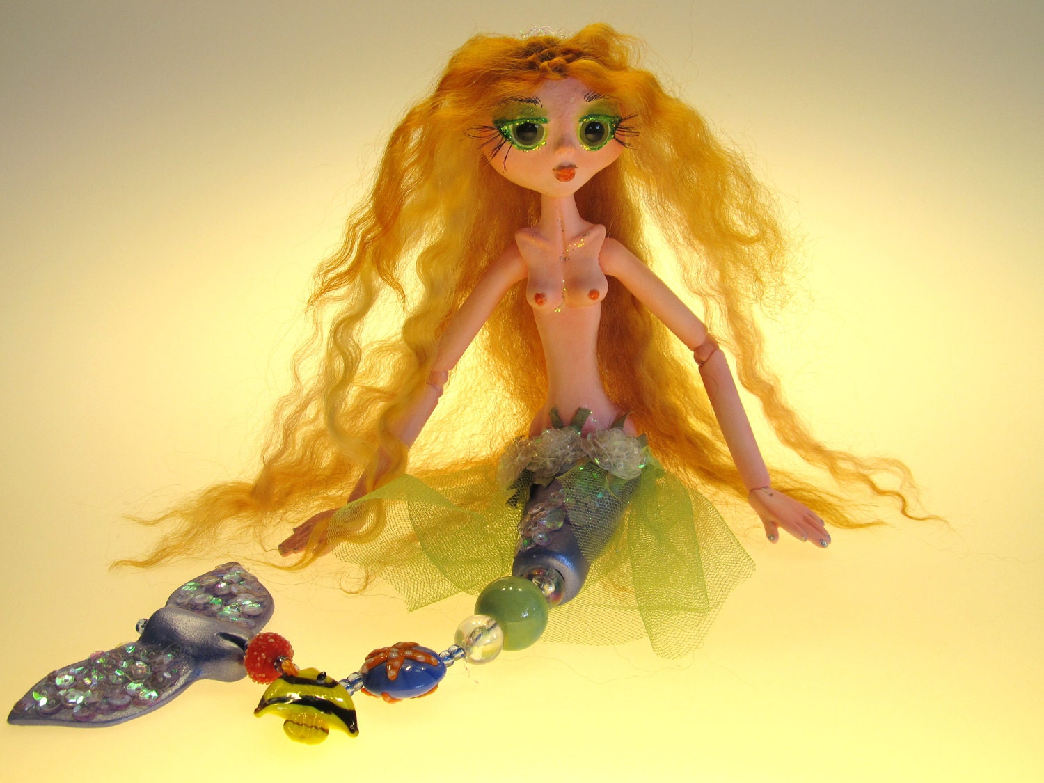 JASMINE, a beaded tail Mermaid, ball jointed doll, Ooak