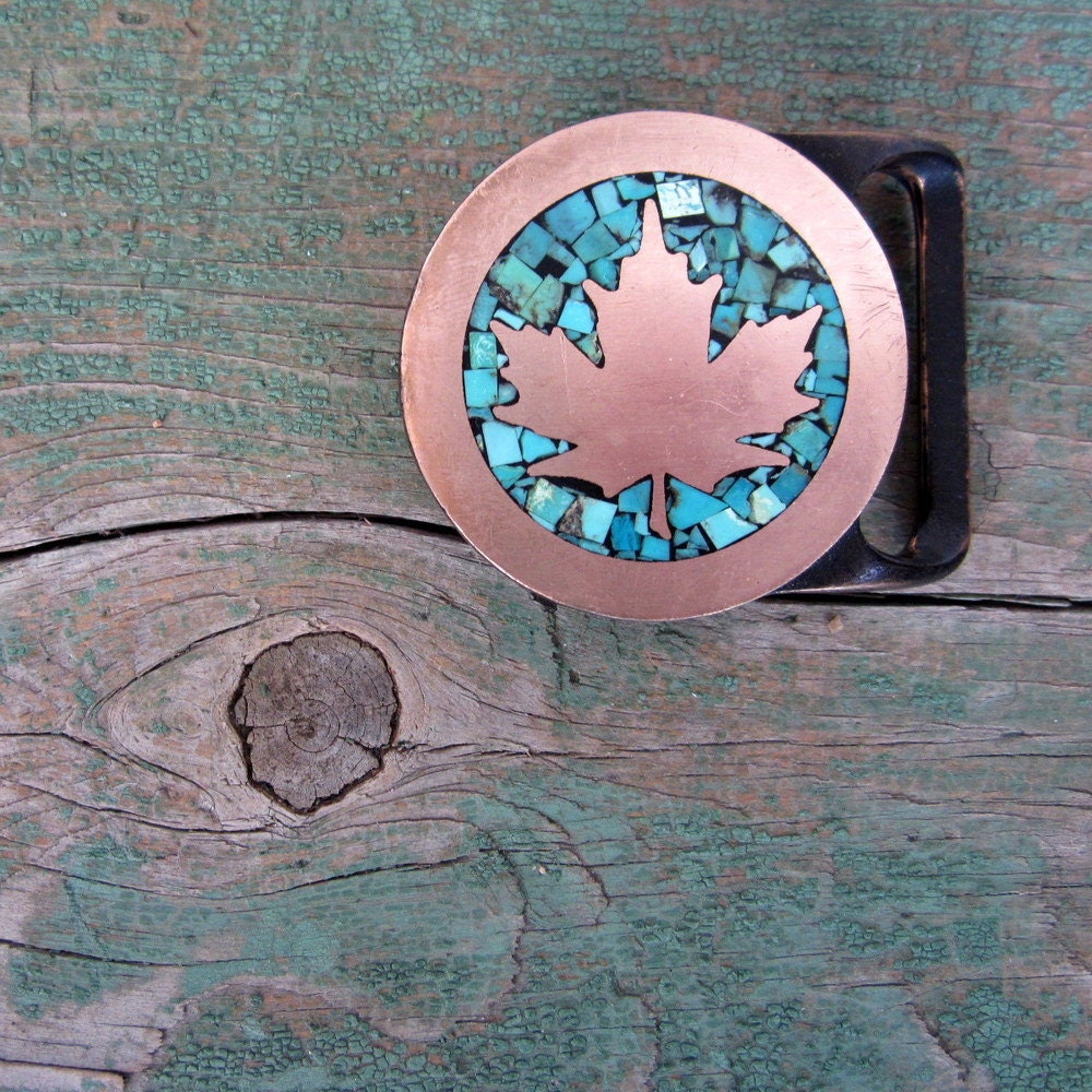 Brass Belt Buckle / Maple Leaf / 70s Belt Buckle