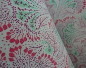 Cotton Fabric,  Flower Palms, Blue, Green Red