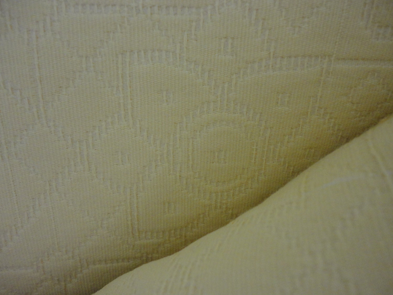 Cotton Upholstery Fabric, Shabby Chic, Soft Pale Yellow Embossed Design Fabric