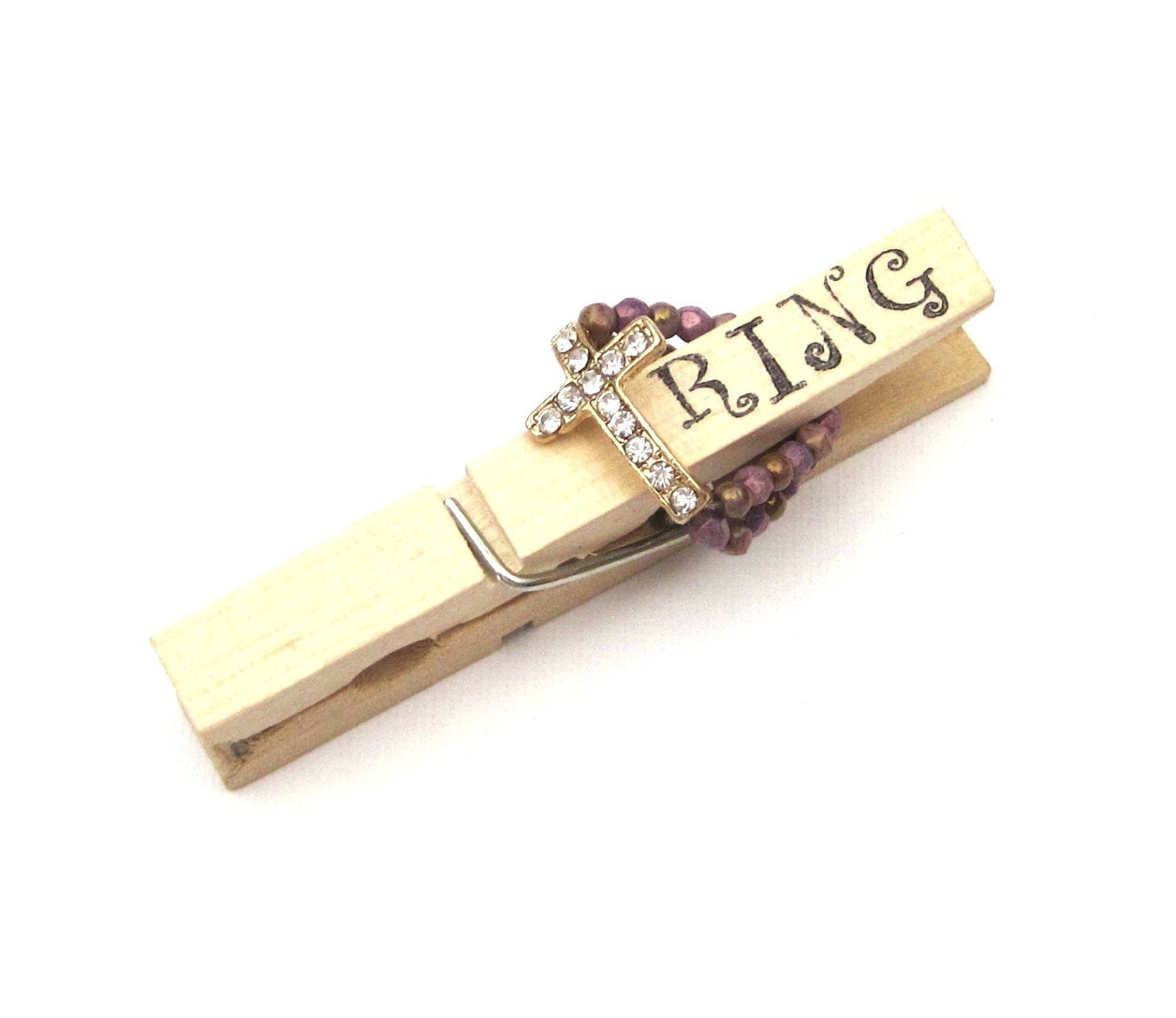 Rhinestone Sideways Cross Stretch Ring gold, purple, rose bronze